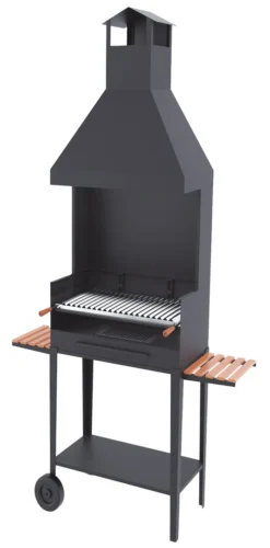 Barbacoa Carbón Y Leña 60 Cm Con Chimenea Y Carro