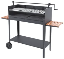 Barbacoa De Carbón Y Leña 100 Cm Con Elevador Y Carro