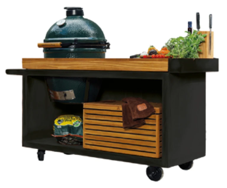 Mesa Con Tabla Teca Ofyr Negro Big Green Egg