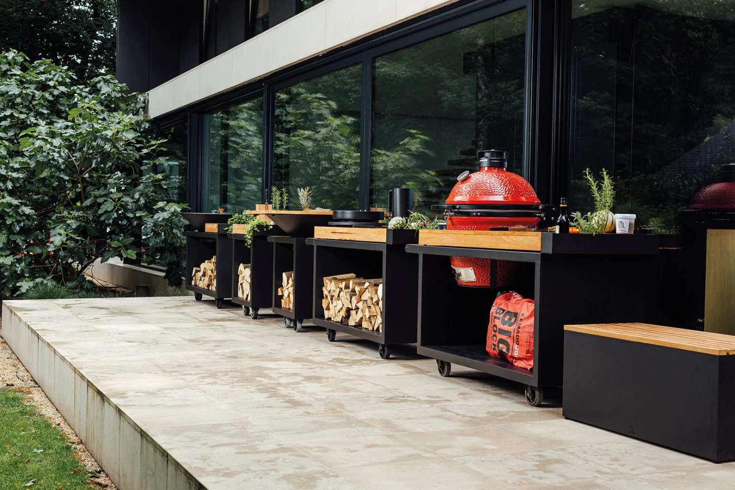 Mesa Con Tabla Teca Ofyr Negro Big Green Egg - Imagen 8